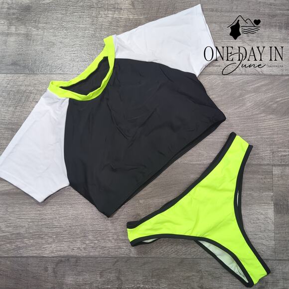 Aleumdr Crop Top Cheeky Bikini Swimsuit Size M - Picture 2 of 5